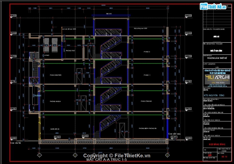 thiết kế nhà phố,mặt bằng nhà phố 5x18.5m,nhà phố 4 tầng,hồ sơ thiết kế file cad